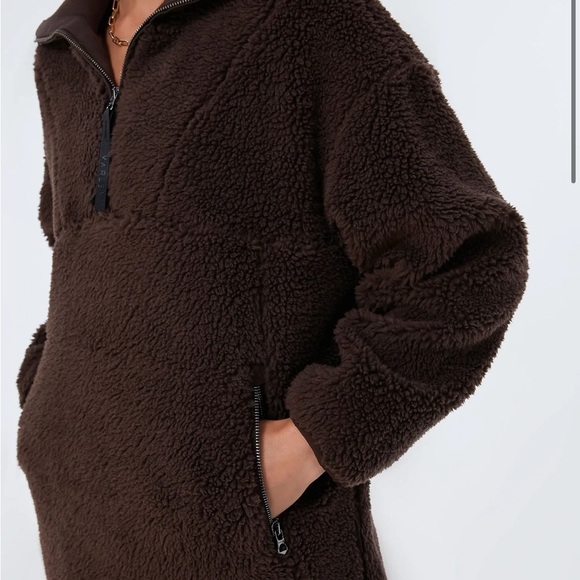 NWOT Varley Stratton Brown Teddy Fleece Jacket Quarter Zip Jacket - Picture 8 of 10
